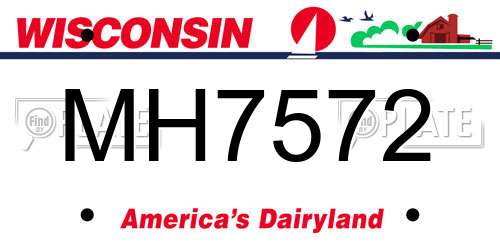 MH7572 Wisconsin License Plate