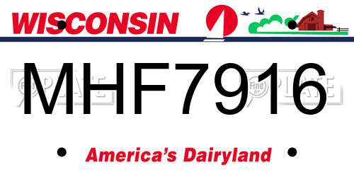 MHF7916 Wisconsin License Plate