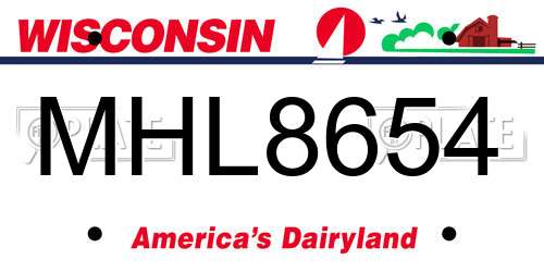 MHL8654 Wisconsin License Plate