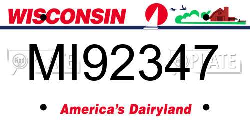 MI92347 Wisconsin License Plate