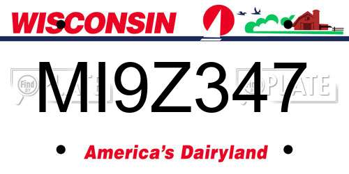 MI9Z347 Wisconsin License Plate