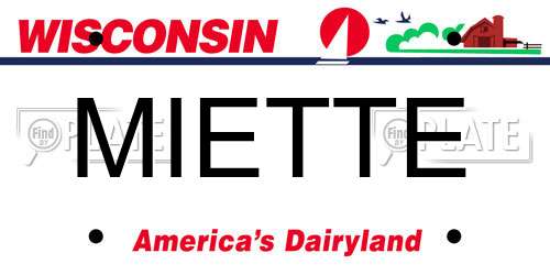 MIETTE Wisconsin License Plate