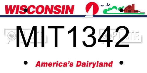 MIT1342 Wisconsin License Plate