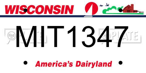 MIT1347 Wisconsin License Plate