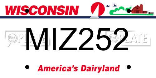 MIZ252 Wisconsin License Plate