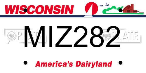 MIZ282 Wisconsin License Plate