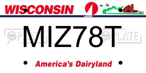 MIZ78T Wisconsin License Plate