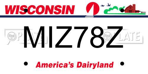 MIZ78Z Wisconsin License Plate