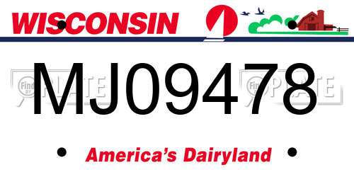 MJ09478 Wisconsin License Plate