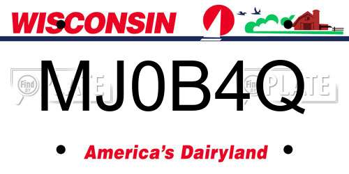 MJ0B4Q Wisconsin License Plate