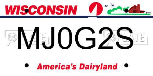 MJ0G2S Wisconsin License Plate