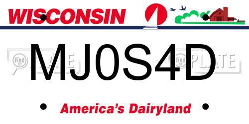 MJ0S4D Wisconsin License Plate