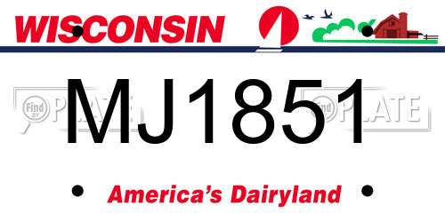 MJ1851 Wisconsin License Plate