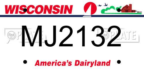 MJ2132 Wisconsin License Plate