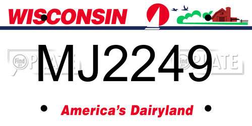 MJ2249 Wisconsin License Plate