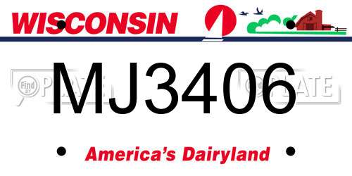 MJ3406 Wisconsin License Plate