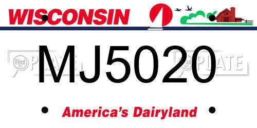 MJ5020 Wisconsin License Plate