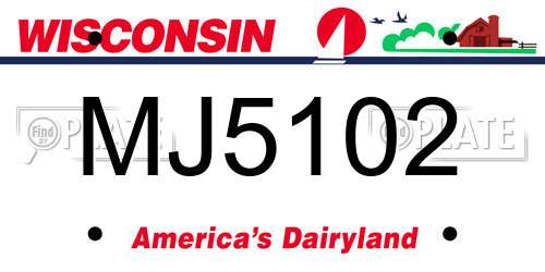 MJ5102 Wisconsin License Plate