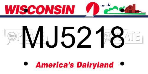 MJ5218 Wisconsin License Plate
