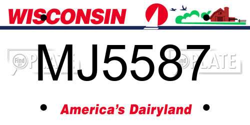 MJ5587 Wisconsin License Plate