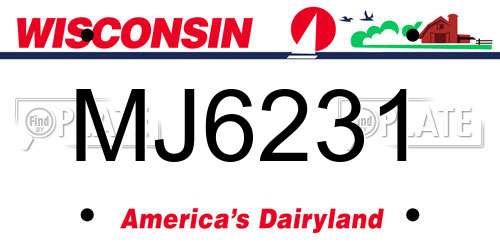 MJ6231 Wisconsin License Plate