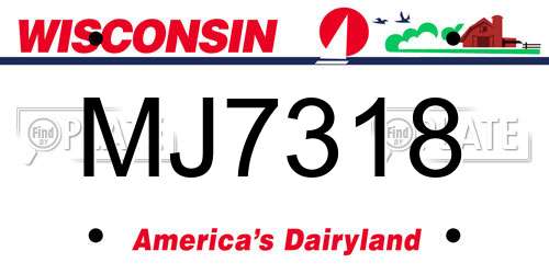MJ7318 Wisconsin License Plate