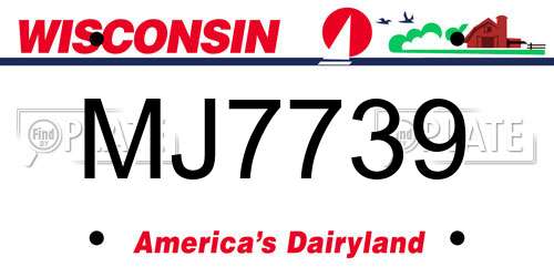 MJ7739 Wisconsin License Plate