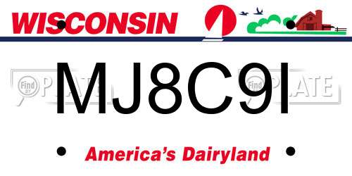 MJ8C9I Wisconsin License Plate