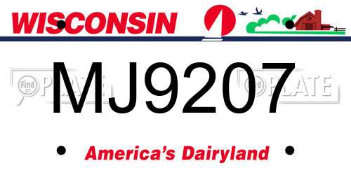 MJ9207 Wisconsin License Plate