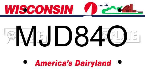 MJD84O Wisconsin License Plate