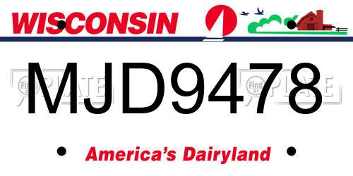 MJD9478 Wisconsin License Plate