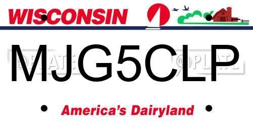 MJG5CLP Wisconsin License Plate