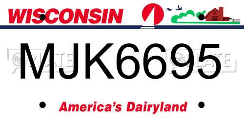 MJK6695 Wisconsin License Plate