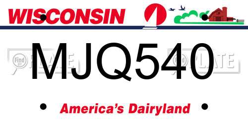 MJQ540 Wisconsin License Plate