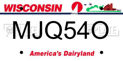 MJQ54O Wisconsin License Plate