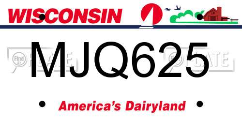 MJQ625 Wisconsin License Plate