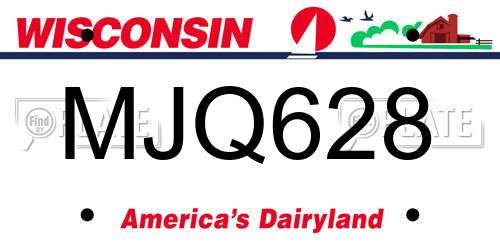 MJQ628 Wisconsin License Plate