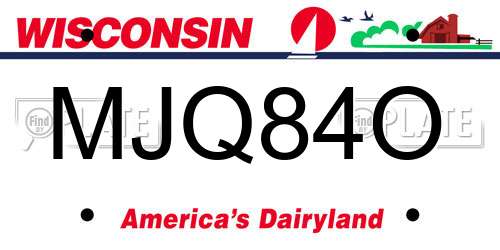MJQ84O Wisconsin License Plate