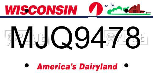 MJQ9478 Wisconsin License Plate