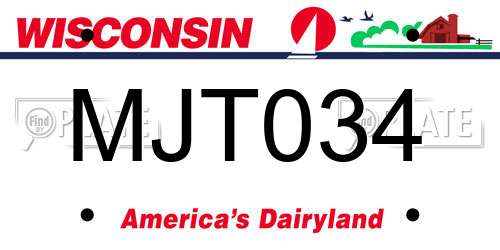 MJT034 Wisconsin License Plate