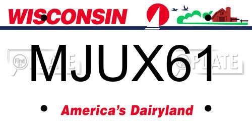 MJUX61 Wisconsin License Plate