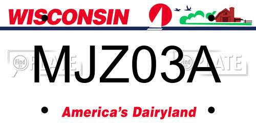 MJZ03A Wisconsin License Plate