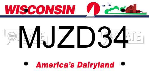 MJZD34 Wisconsin License Plate