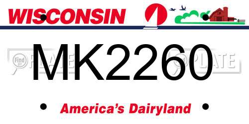 MK2260 Wisconsin License Plate