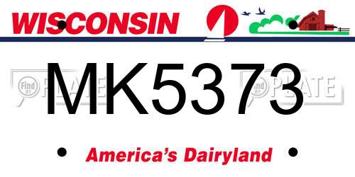 MK5373 Wisconsin License Plate