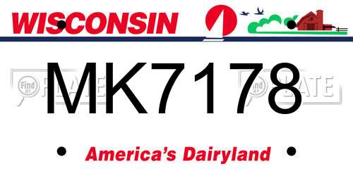 MK7178 Wisconsin License Plate