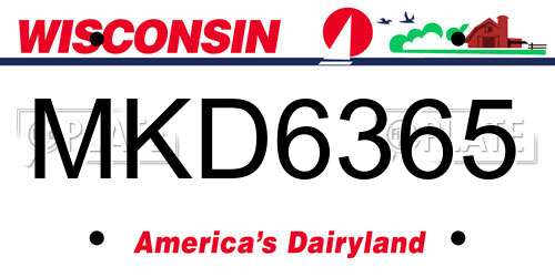 MKD6365 Wisconsin License Plate