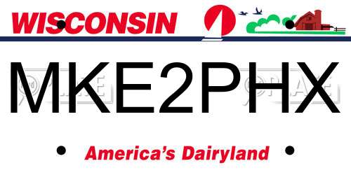 MKE2PHX Wisconsin License Plate