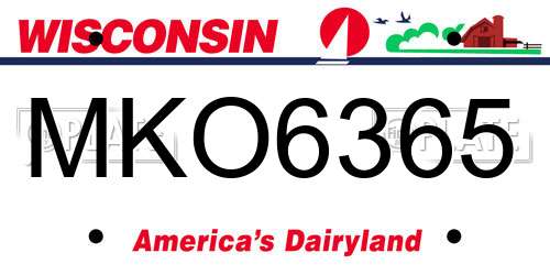 MKO6365 Wisconsin License Plate