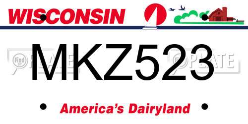 MKZ523 Wisconsin License Plate